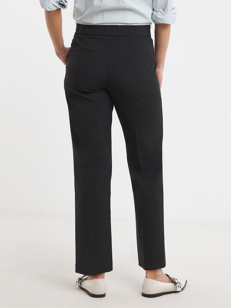 Simply Be Black Elastic Back Pleated Wide Leg Trousers - Image 2 of 4