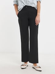 Simply Be Black Elastic Back Pleated Wide Leg Trousers - Image 4 of 4