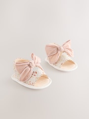 Pink Baby Bow Floral Sandals (0-24mths) - Image 1 of 5