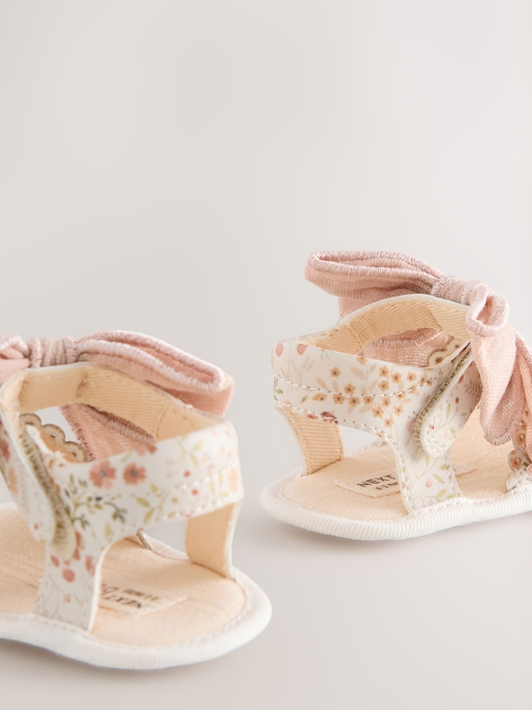 Pink Baby Bow Floral Sandals (0-24mths) - Image 5 of 5 Pink Baby Bow Floral Sandals (0-24mths) - Image 5 of 5