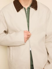 ניטרלי - Cotton Shacket with Faux Suede Collar - תמונה 5 מתוך 9