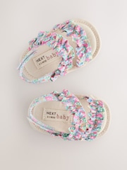Pink Floral Baby Ruffle Sandals (0-24mths) - Image 3 of 5