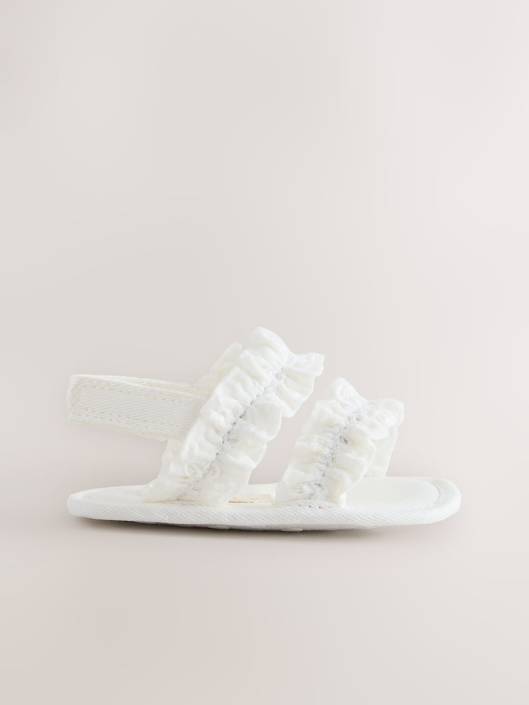 White Baby Ruffle Sandals (0-24mths) - Image 2 of 5