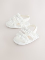 White Baby Ruffle Sandals (0-24mths) - Image 4 of 5