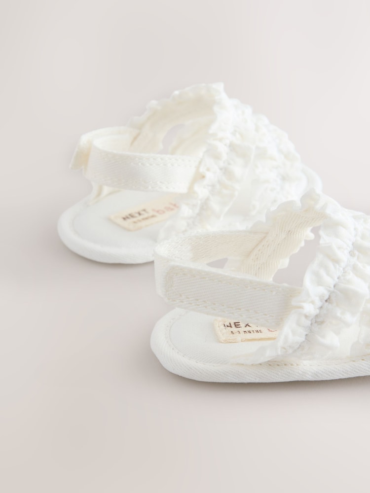 White Baby Ruffle Sandals (0-24mths) - Image 5 of 5