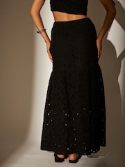 South Beach Black Broderie Maxi Skirt - Image 5 of 5