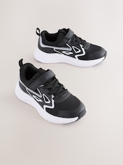 Black/White Touch Fastening Elastic Lace Sporty Trainers - Image 1 of 5