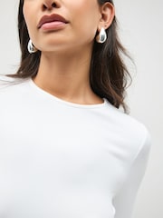 White Soft Touch Slinky Polyamide Scoop Neck Vest Top - Image 5 of 5