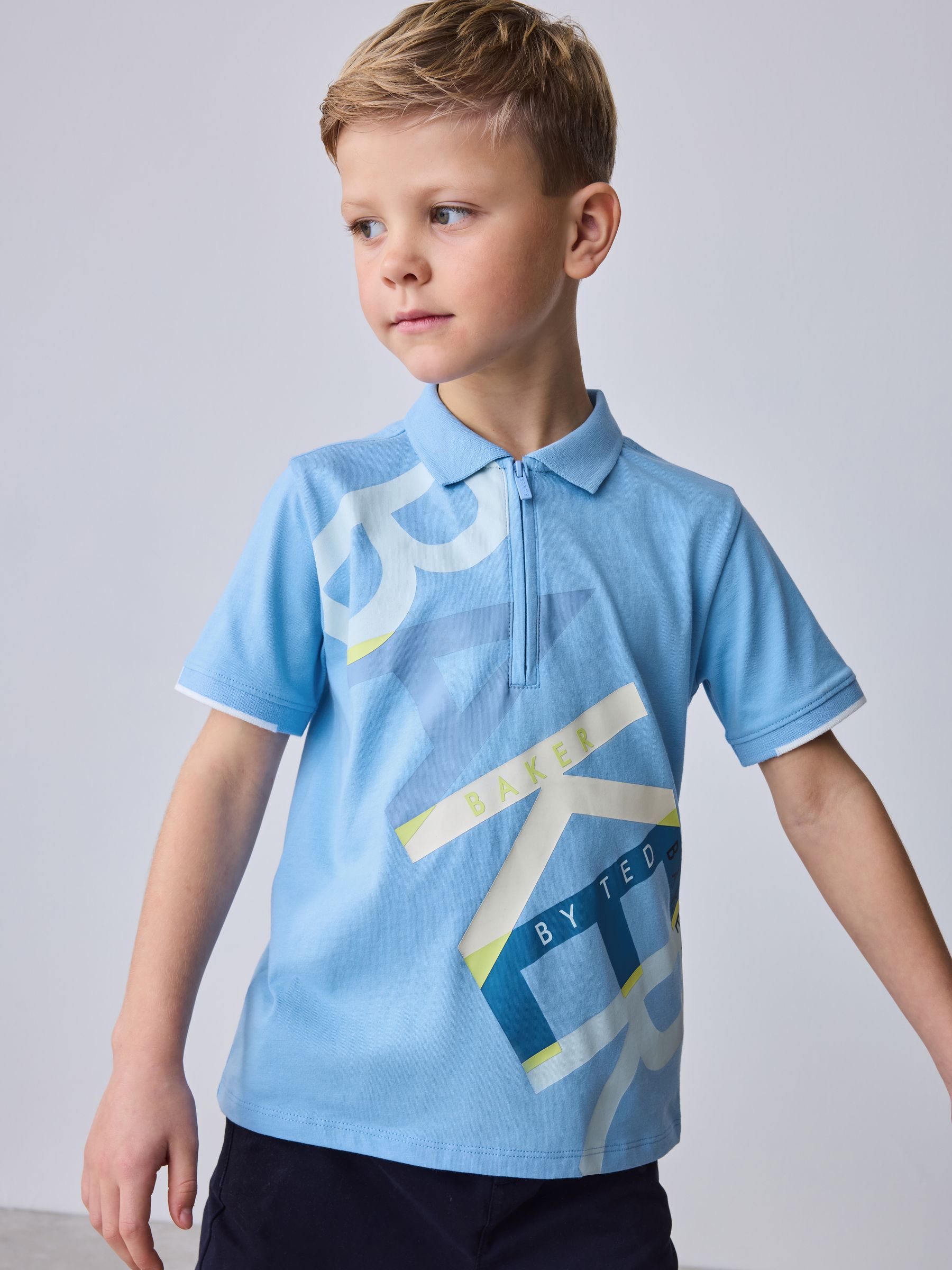 Buy Baker by Ted Baker Blue Letter Print Baker by Ted Baker Polo Shirt ...