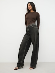 Chocolate Brown Soft Touch Slinky Polyamide Scoop Neck Vest Top - Image 3 of 9