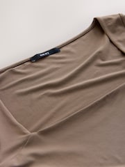 Mink Brown Soft Touch Square Neck Long Sleeve T-Shirt - Image 9 of 9