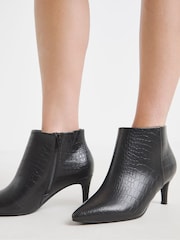 JD Williams Black Chrome Extra Wide Fit Kitten Heel Pointed Toe Shoes Boots - Image 4 of 4