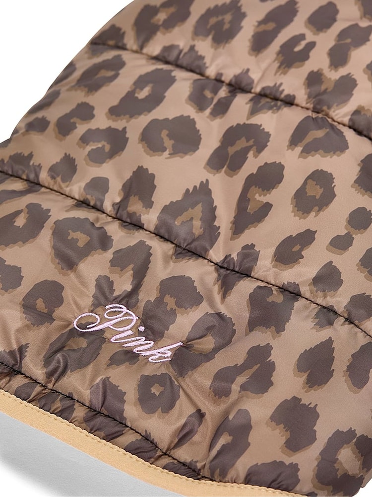 Victoria's Secret Pink Leopard Brown Pet Puffer Jacket - Image 3 of 3