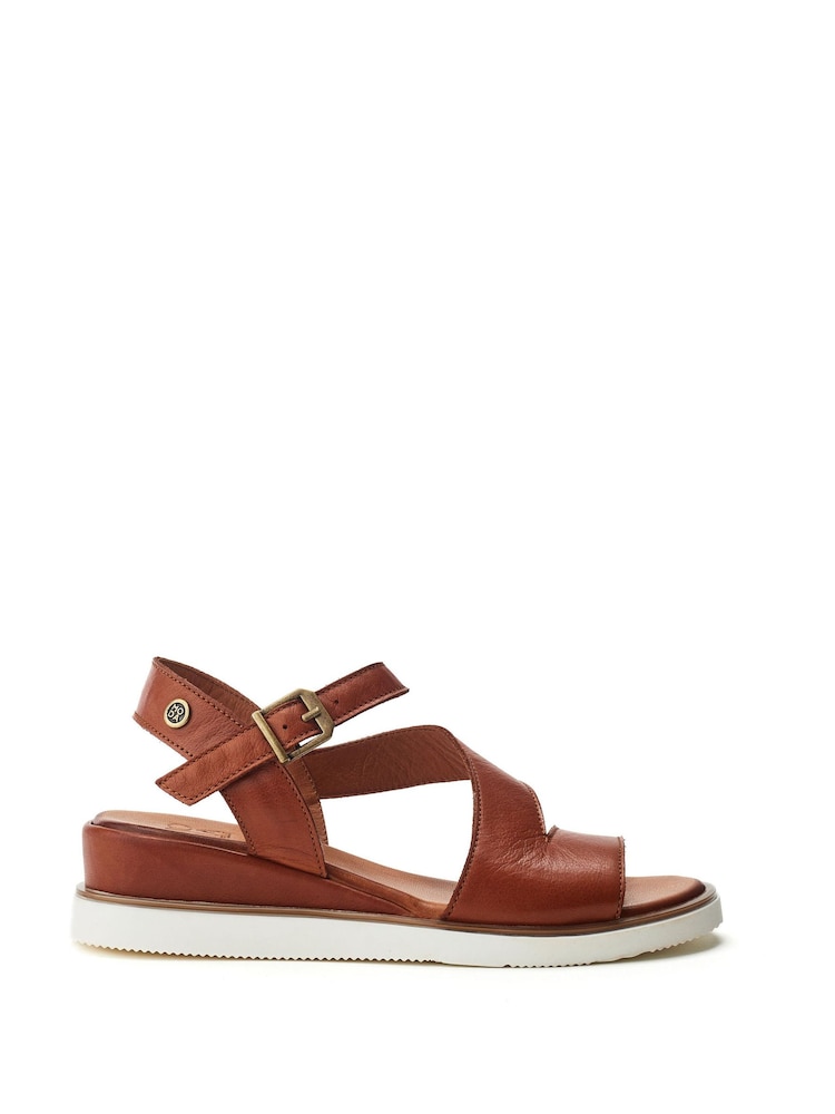 Moda in Pelle Kapur Cross Strap Wedge White Sandals - Image 1 of 4