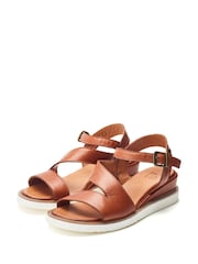 Moda in Pelle Kapur Cross Strap Wedge White Sandals - Image 2 of 4