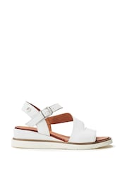 Moda in Pelle Kapur Cross Strap Wedge White Sandals - Image 1 of 4