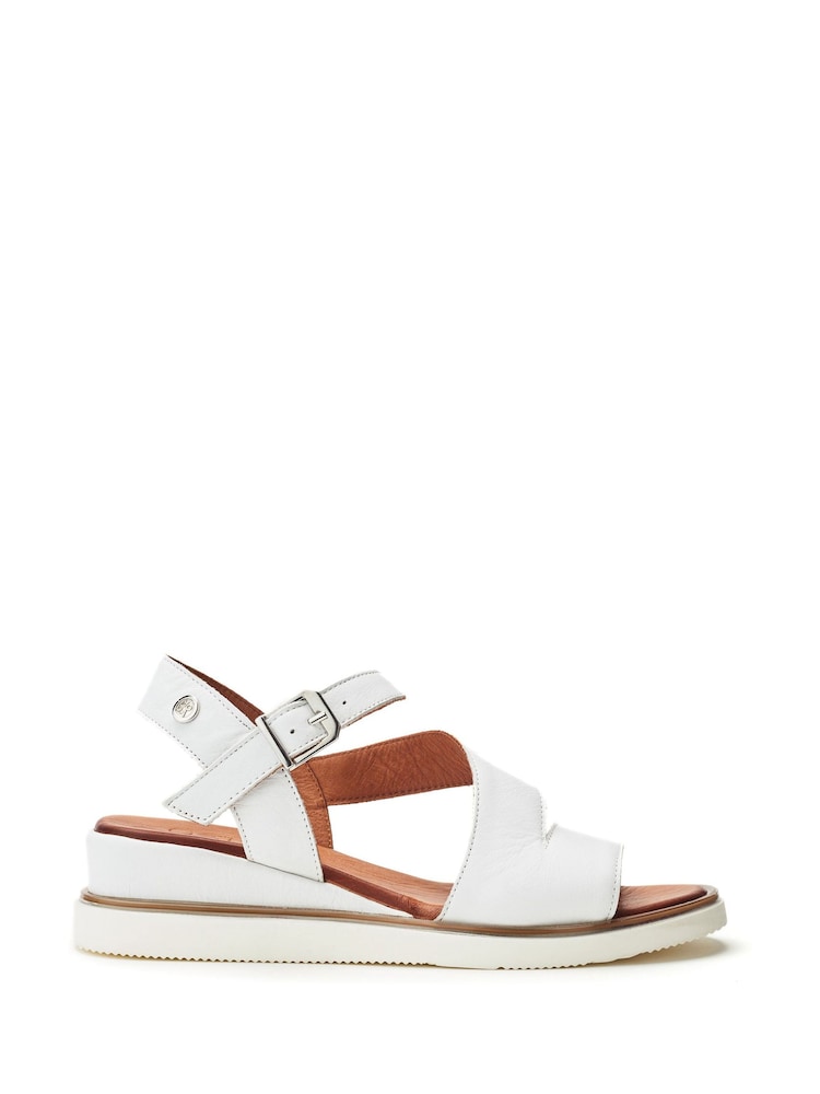 Moda in Pelle Kapur Cross Strap Wedge White Sandals - Image 1 of 4