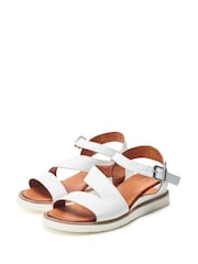 Moda in Pelle Kapur Cross Strap Wedge White Sandals - Image 2 of 4