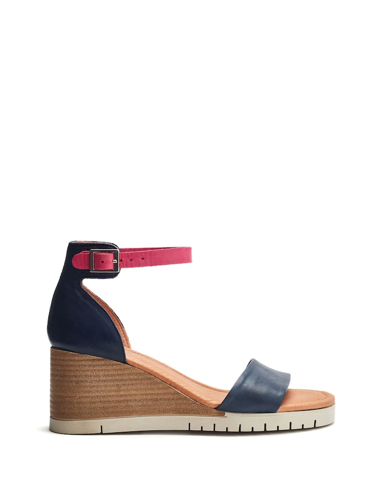 Moda in Pelle Blue Karia Two Part Wedge Sandals - Image 1 of 4