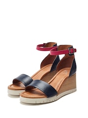 Moda in Pelle Blue Karia Two Part Wedge Sandals - Image 2 of 4
