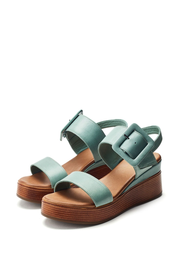 Verde - Moda in Pelle MAZUS Block Heel Smart Sandals - Imagen 2 de 4
