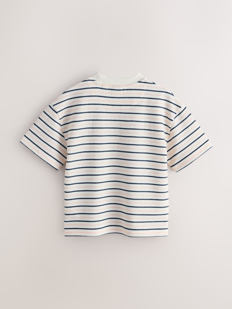 Baker by Ted Baker Stone/Grey/Red Textured Stripe T-Shirt - Image 2 of 6