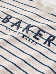 Baker by Ted Baker Stone/Grey/Red Textured Stripe T-Shirt - Image 3 of 6