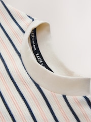 Baker by Ted Baker Stone/Grey/Red Textured Stripe T-Shirt - Image 4 of 6
