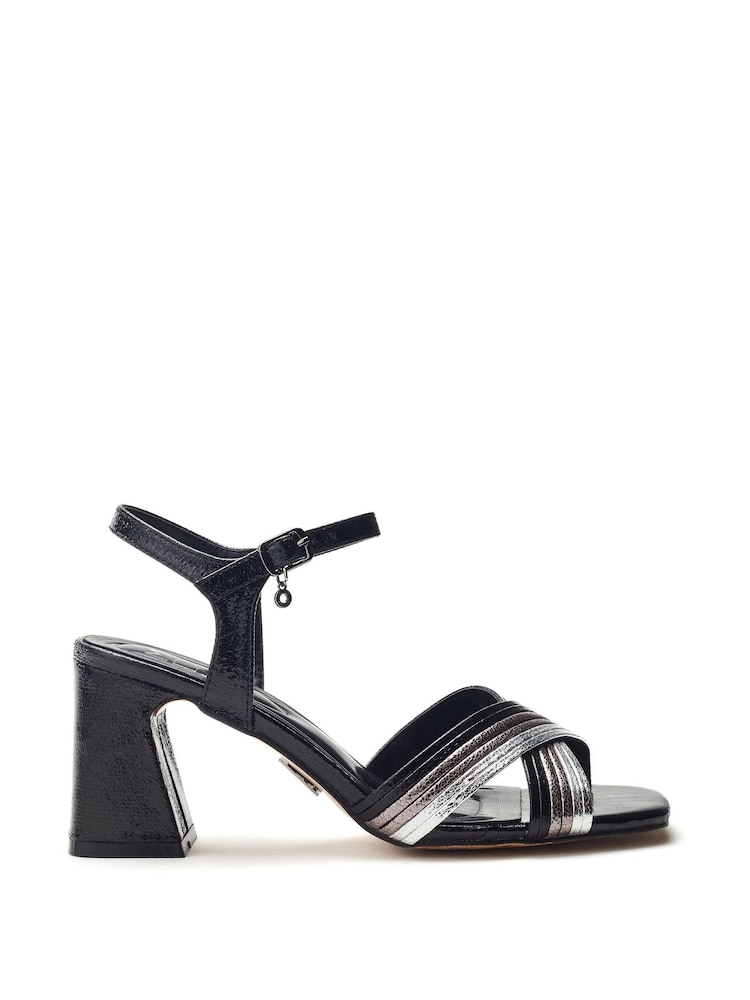 Moda in Pelle Metallic Myrtle Swoosh Heel Strappy Comfort Smart Sandals - Image 1 of 4