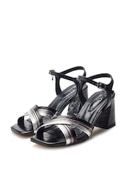 Moda in Pelle Metallic Myrtle Swoosh Heel Strappy Comfort Smart Sandals - Image 2 of 4