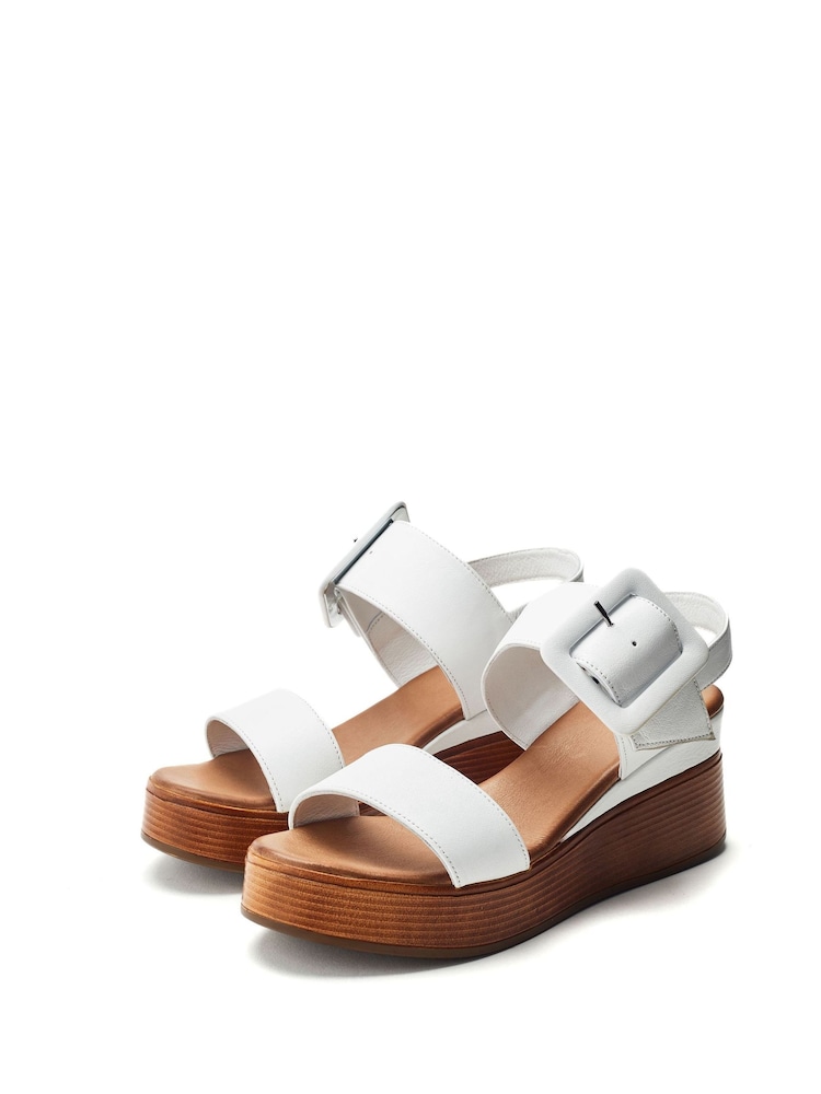 Blanco - Moda in Pelle MAZUS Block Heel Smart Sandals - Imagen 2 de 4