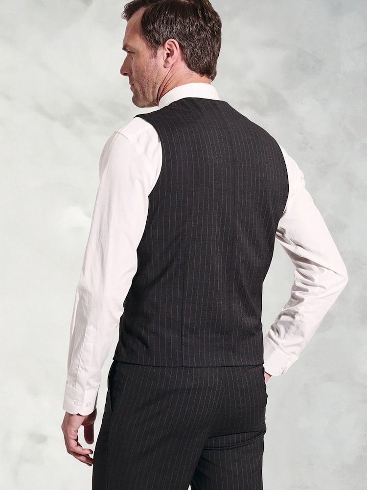 Brook Taverner Grey Stripe Suit Waistcoat - Image 2 of 2