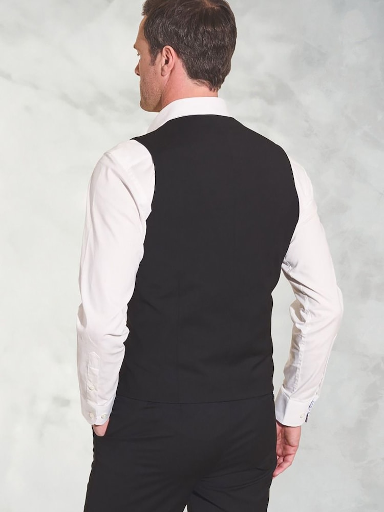 Black - Brook Taverner Plain Suit Waistcoat - Image 2 of 2