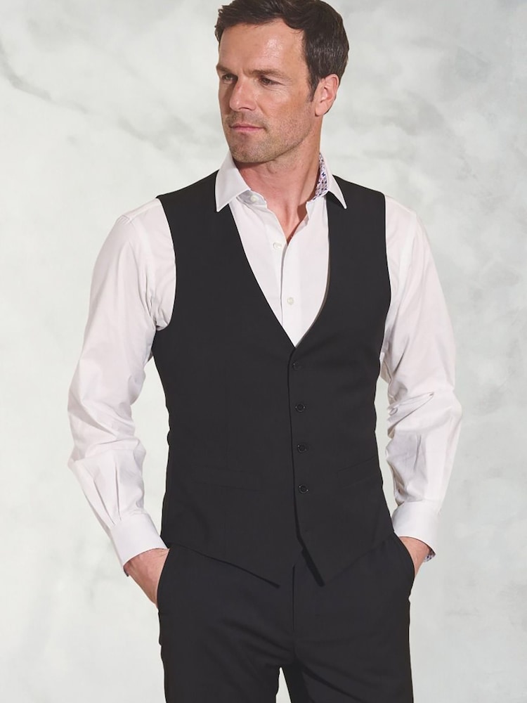 Brook Taverner Black Plain Suit Waistcoat - Image 2 of 2 Brook Taverner Black Plain Suit Waistcoat - Image 2 of 2