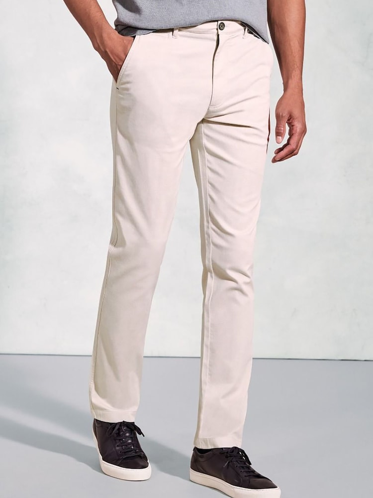 Brook Taverner White Textured Stretch Cotton Chinos - Image 1 of 3