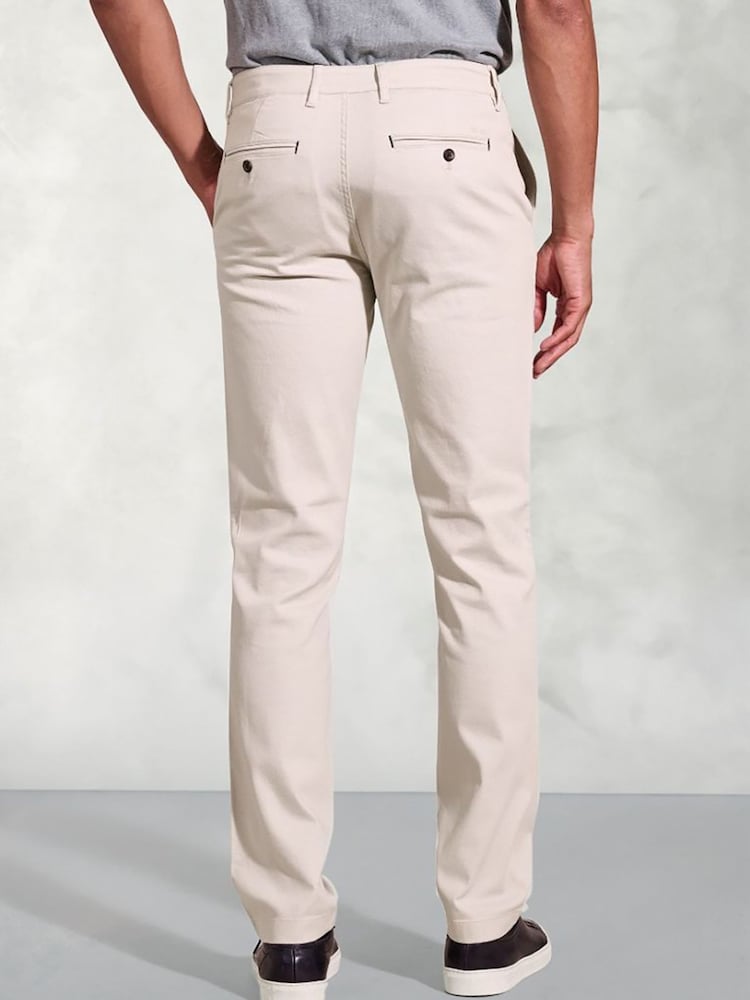 Brook Taverner White Textured Stretch Cotton Chinos - Image 2 of 3
