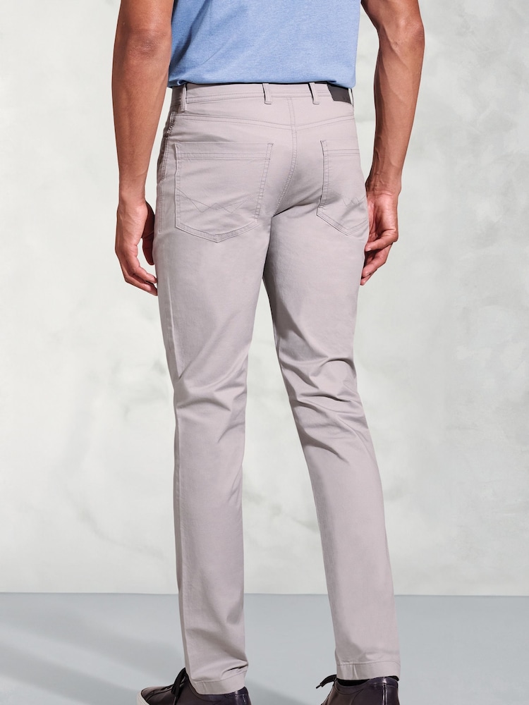 Brook Taverner Grey Slub Cotton 5 Pocket Trousers - Image 2 of 3