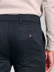 Brook Taverner Blue Single Pleat Tapered-Leg Linen Cotton Trousers - Image 3 of 3