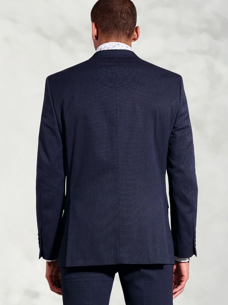 Brook Taverner Blue Navy Plain Suit Jacket - Image 2 of 6