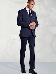 Brook Taverner Blue Navy Plain Suit Jacket - Image 3 of 6
