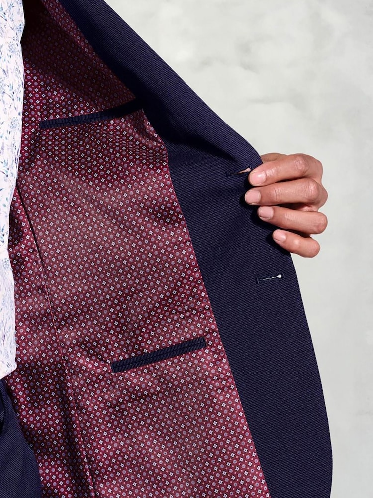 Brook Taverner Blue Navy Plain Suit Jacket - Image 6 of 6