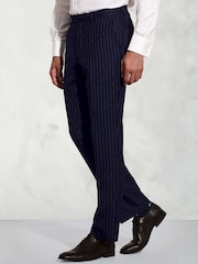 Brook Taverner Blue Pinstripe Wool Suit Trousers - Image 1 of 2