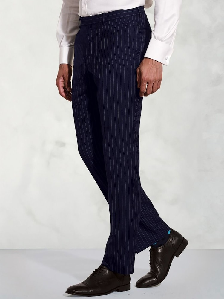 Brook Taverner Blue Pinstripe Wool Suit Trousers - Image 1 of 2