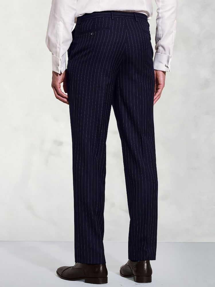 Brook Taverner Blue Pinstripe Wool Suit Trousers - Image 2 of 2