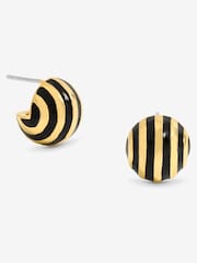 Jon Richard Gold Tone Jet Enamel Stripe Dome Earrings - Image 1 of 5