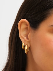 Jon Richard Gold Plated Waterproof Small Flat Surface Hoop Earrings - Image 2 of 5
