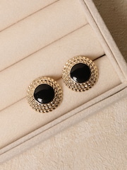 Jon Richard Gold Tone Enamel Round Earrings - Image 3 of 5