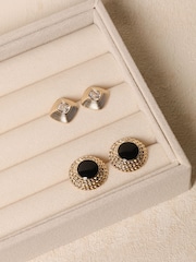 Jon Richard Gold Tone Enamel Round Earrings - Image 5 of 5