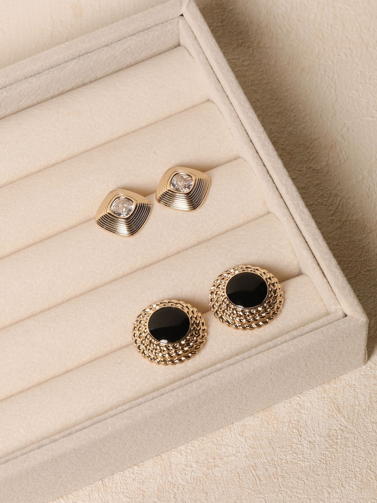 Jon Richard Gold Tone Enamel Round Earrings - Image 5 of 5