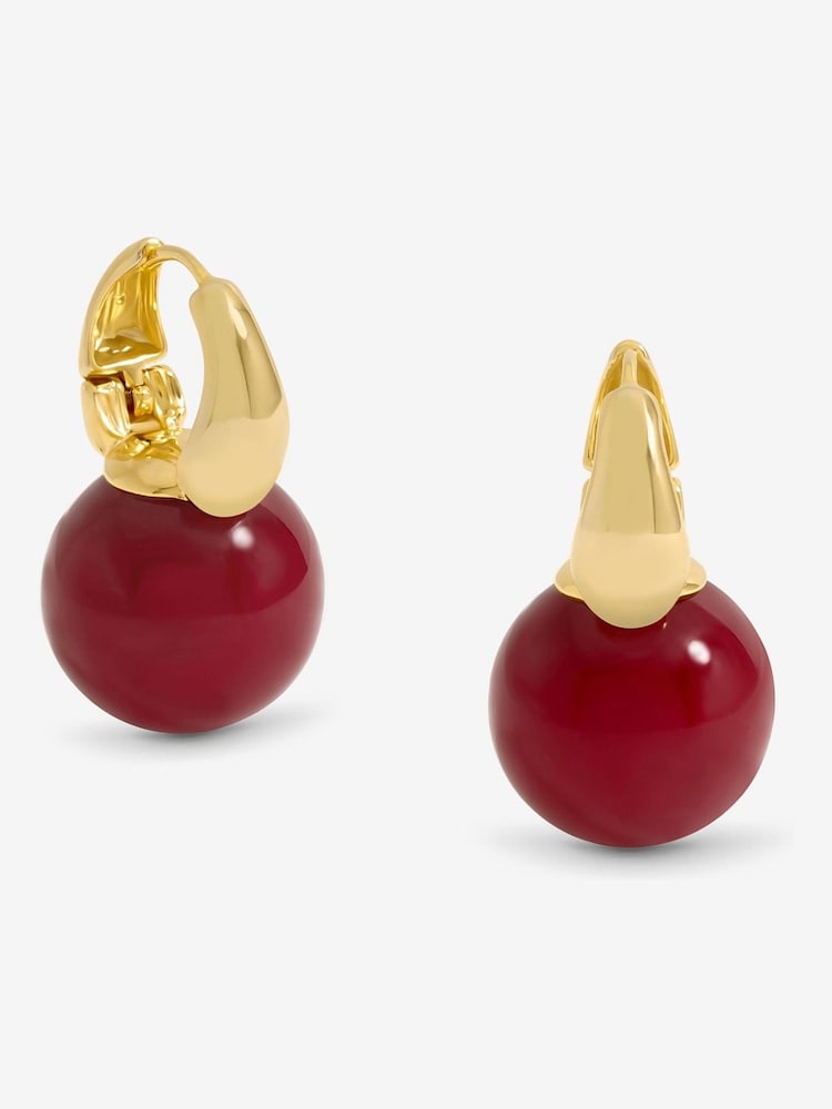 Jon Richard Gold Tone Red Bead Earrings - Image 1 of 4
